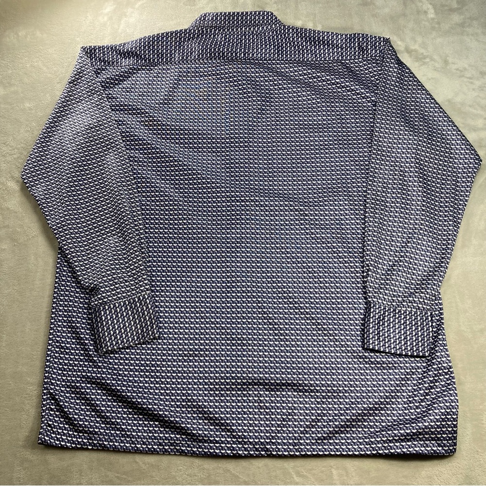 Retro Blues Western Cowboy Button Down Shirt Long Sleeve Men Sz XL Geometric - Picture 4 of 8